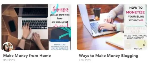 Women working from home using Pinterest.