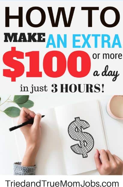 Text: How to make an extra $100 or more a day in just 3 hours.