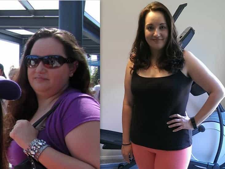 Before and after picture of a woman that took part in a weight loss challenge