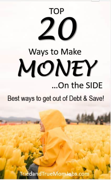 Text: Top 20 ways to make money on the side