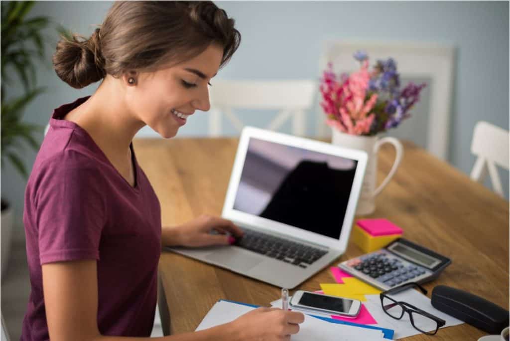 woman working at a desk