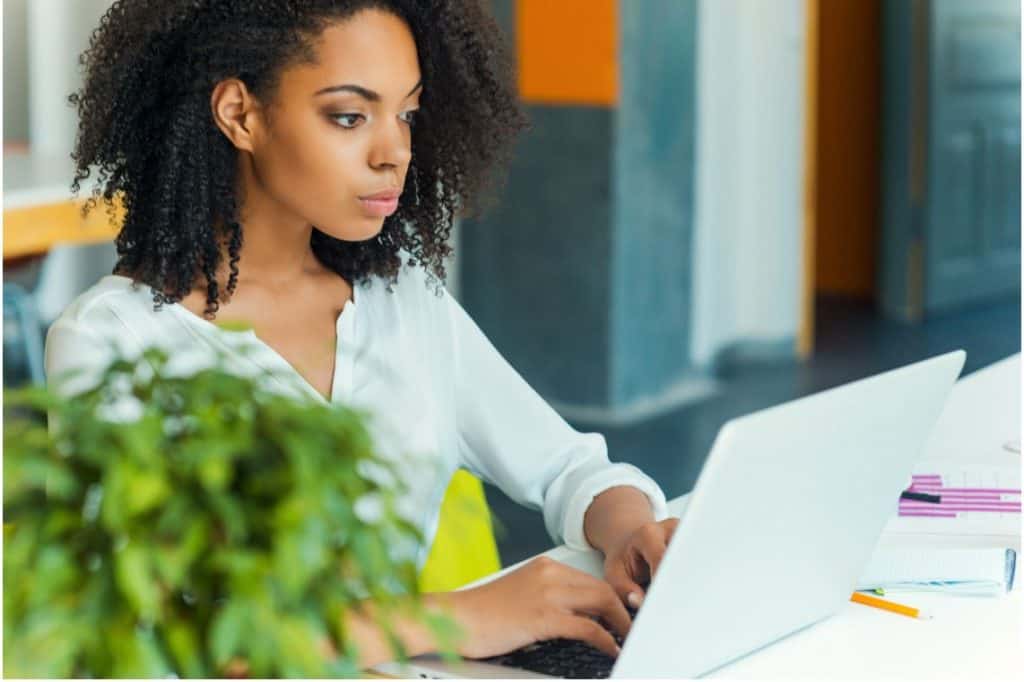 woman working on a laptop