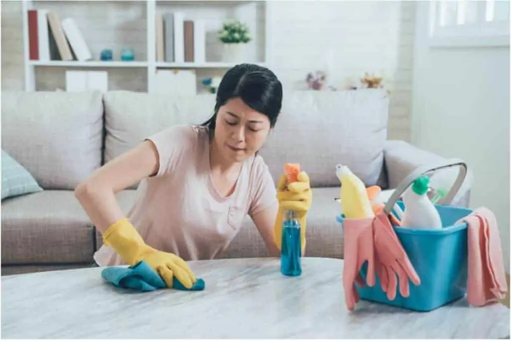 a mom cleaning a house to earn income