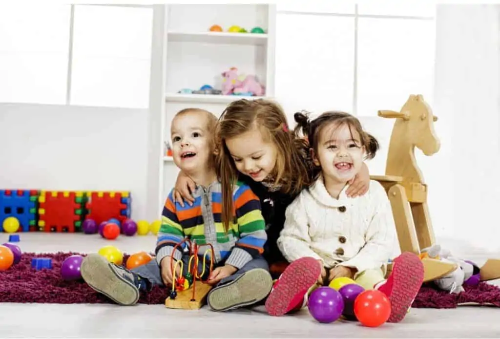 children at an in-home childcare facility. 