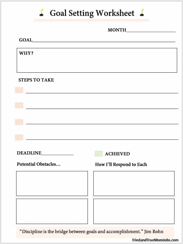 A downloadable goal setting worksheet