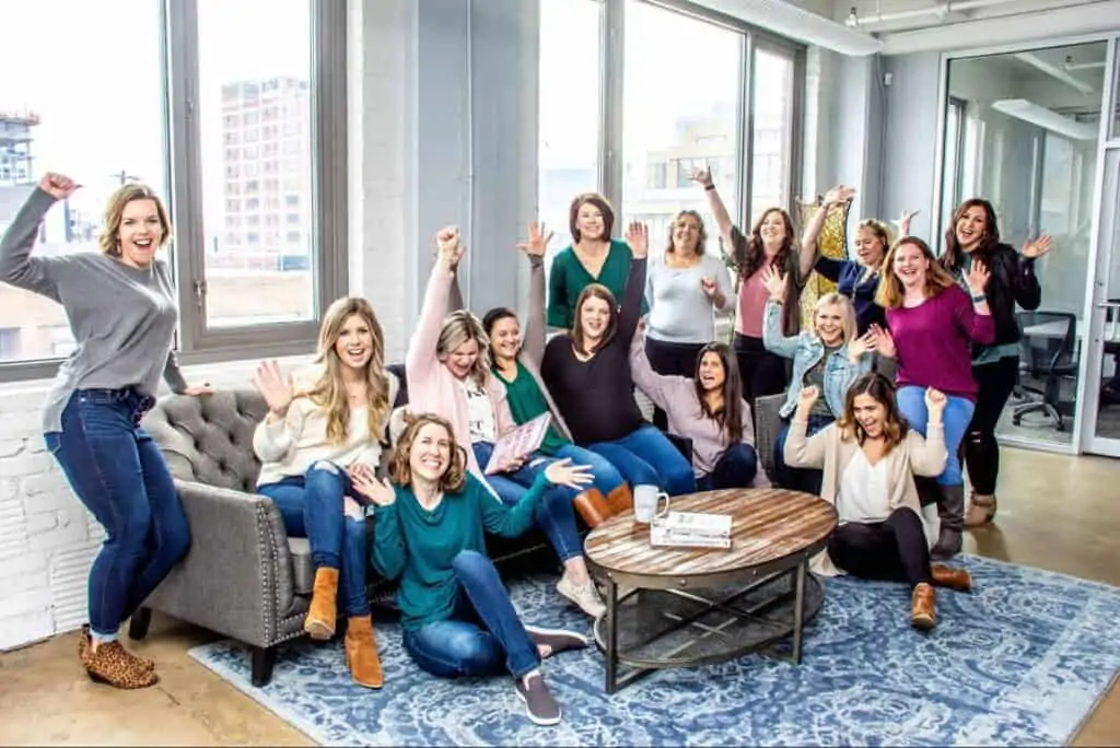 A group of women colleagues celebrating together