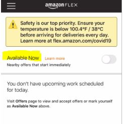 Amazon flex app showing what orders are available to be delivered