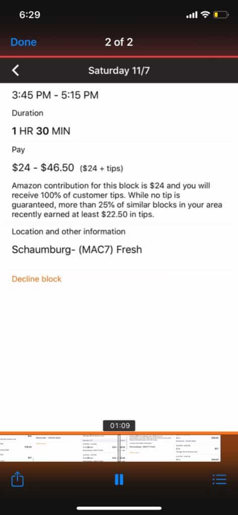 Amazon flex app breaking down pay earned