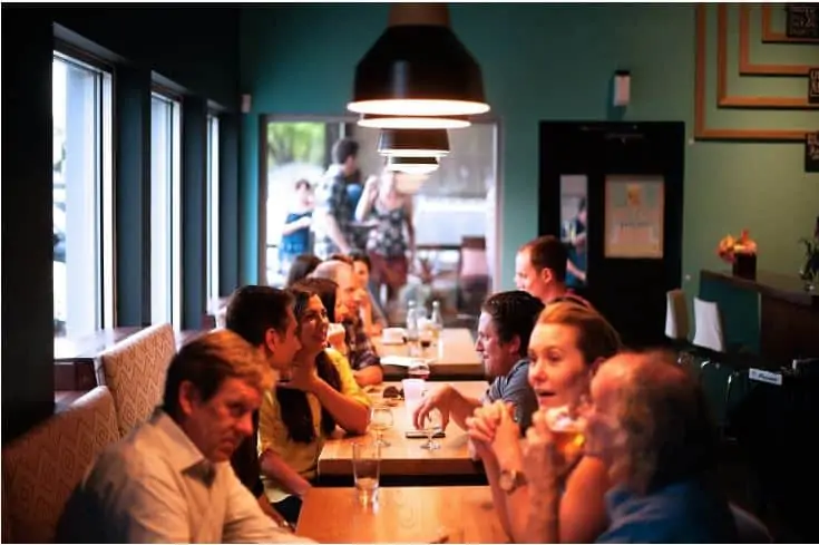 People at a restaurant participating in 
a speed dating event