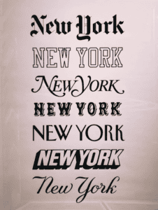 New York written in different font options