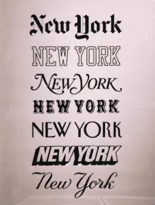New York written in different font options