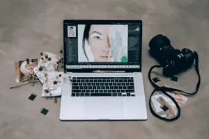 Laptop editing photographs