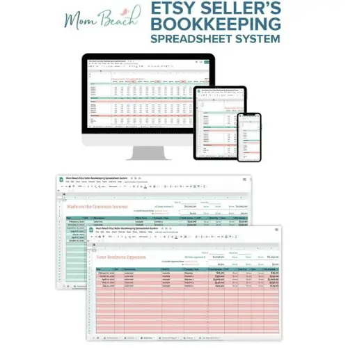 Spreadsheets that Mom Beach sells on Etsy