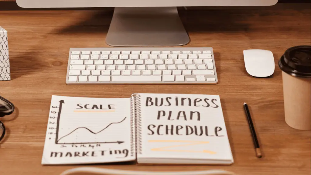  A business plan in a notebook